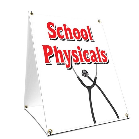 Signmission School Physicals, 36 Inch x 24 Inch A-frame Yard Sign, Plastic Sign SBC-2436-School Physicals