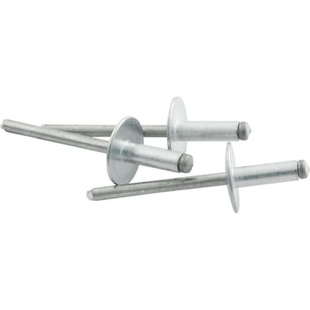 Allstar Performance 0.25-0.38 in. Grip Large Head Aluminum Mandrel Rivet, Silver, 250PK ALL18151