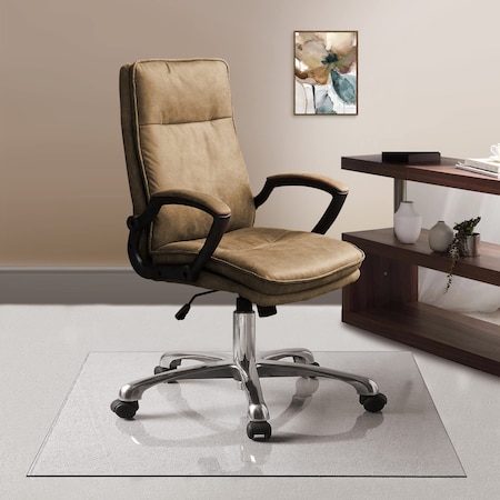 Fab Glass And Mirror Glass Office Chair Mat | 48in Flat Polished Edge Heavy Duty Glass Mat for Hard Floors CM48SQF-CL