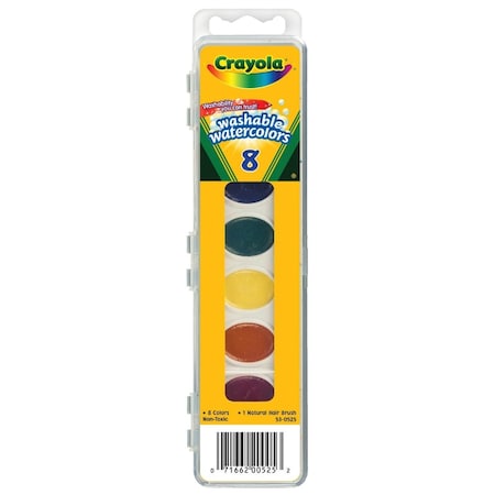 Crayola Washable Assorted Water Colors, 8PK 53-0525
