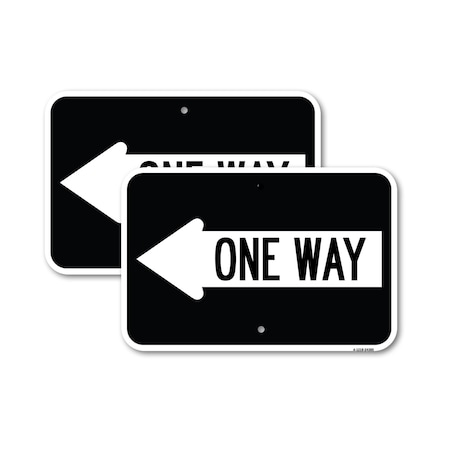 Signmission One Way With Left Arrow, 12'' X 18'' 2 Signs, Heavy Gauge Aluminum, 2PK A-1218-2PACK-24385