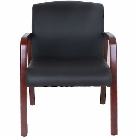 Lorell Guest Chair, Black Back, 24 in W 25.6" L 33.3" H, Fixed, Leather Seat LLR40202