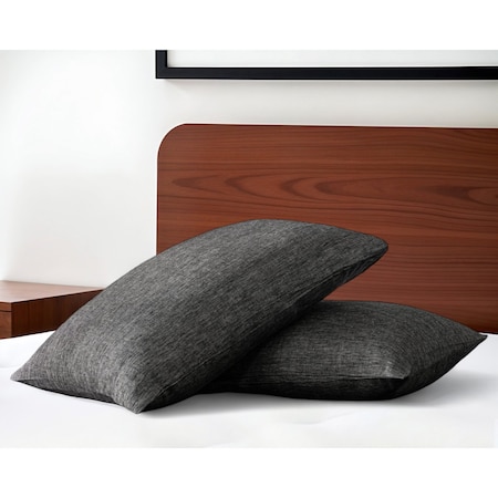 Homeroots Set of Two Onyx Linen Pillowcases 520695