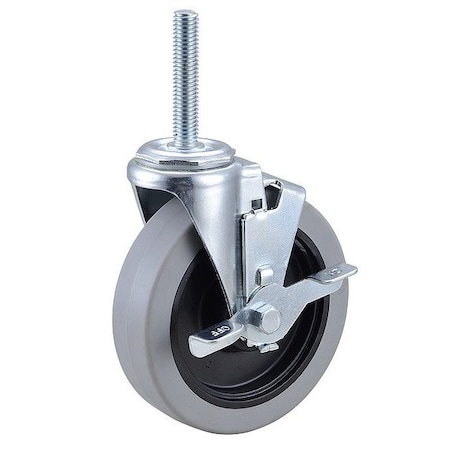 Zoro Select Swivel Stem Caster w/Brake, 5 in, 350 lb. 32J984