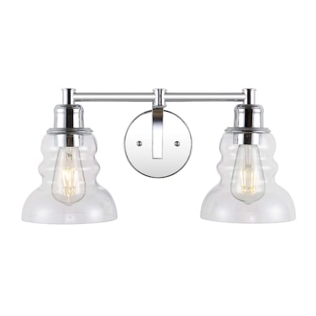 Jonathan Y Manhattan Vintage 18.5 in. 2-Light Metal/Glass Industrial Rustic LED Vanity, Chrome JYL3545B