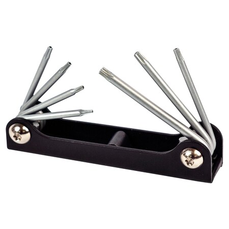 Multicomp Pro Hex Key Set, 7 Pieces, T5/T6/T7/T8/T9/T10/T15 Metal Folding Tamper Star Wrenches MP008581