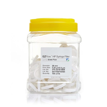 Foxx Life Sciences EZFlow Syringe Filter-Sample Prep, 0.22um Hydrophobic PTFE, 13mm, 100PK 385-2116-OEM