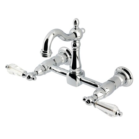Kingston Brass Two-Handle Wall Mount Bridge Kitchen Faucet, Polished Chrome KS2441WLL