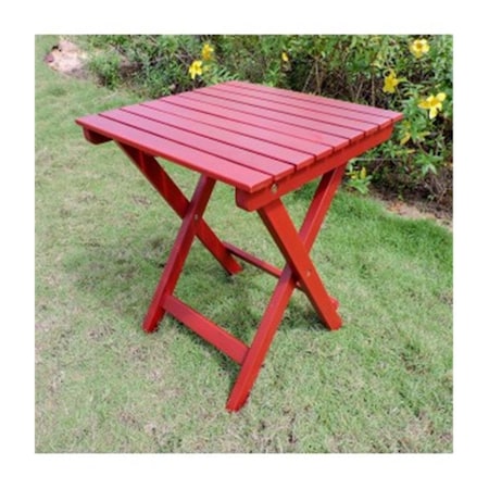International Caravan 16 in. Royal Tahiti Acacia Round Folding Side Table, Barn Red TT-ST-142-AC-BRD