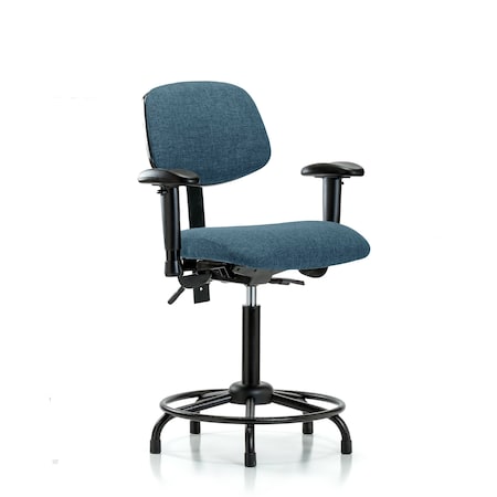 Blue Ridge Ergonomics Chair, Fab, Med Bench, RT Tilt AA Glide, Blu, 6-Way Adjustable, 22" to 29" Height, Blue BR-FMBCH-RT-T1-A1-RG-F43