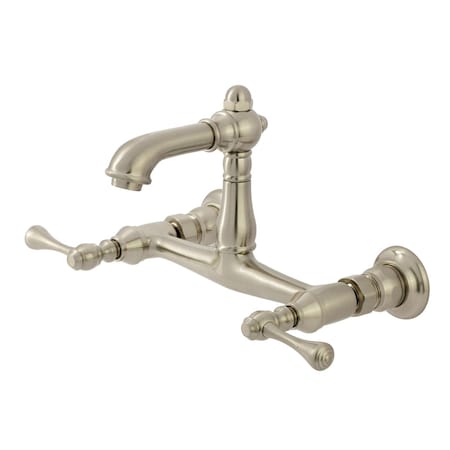 Kingston Brass Double-Handle Wall Mount Bathroom Faucet, Brushed Nickel KS7258BL