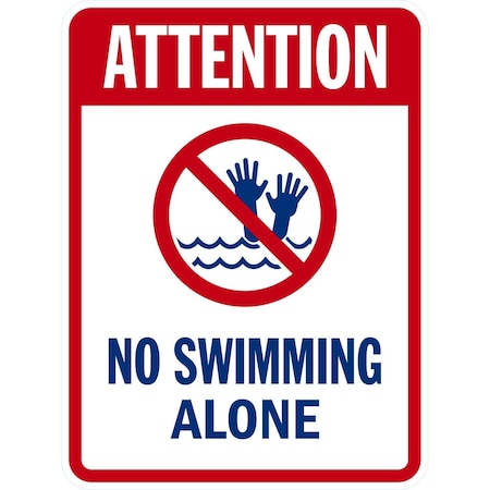 Lyle Attention No Swimming Alone with Graphic, 18x24, High Intensity Prismatic, White G-10520-HI_18x24