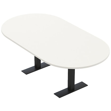 Skutchi Designs 6 Person Conference Table With Power Unit | 7' Racetrack Table | Harmony Series HAR-RAC-48X84-T.BK-W960-NA