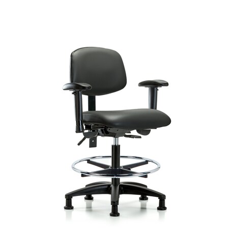 Blue Ridge Ergonomics Vinyl Chair, Vinyl, Adjustable Arms BR-VMBCH-RG-T1-A1-CF-RG-8823