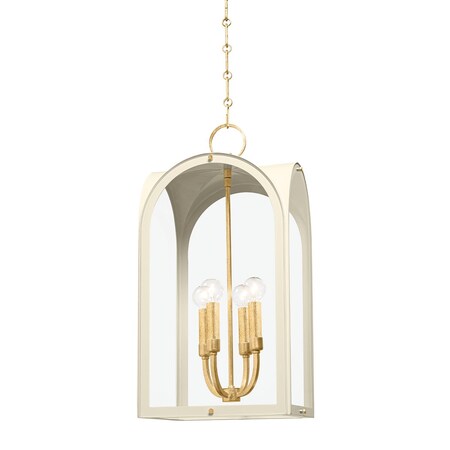 Hudson Valley Lighting Lincroft 4 Light Lantern 12.25 In. Vintage Gold Leaf/Soft Sand 6613-VGL/SSD