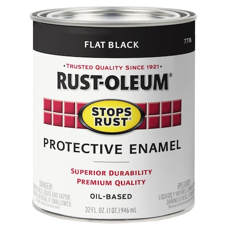Rust-Oleum Interior/Exterior Paint, Flat, Black, 1 qt 7776502