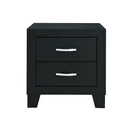 Homeroots 22" Black Solid and Manufactured Wood Two Drawer Nightstand 564656