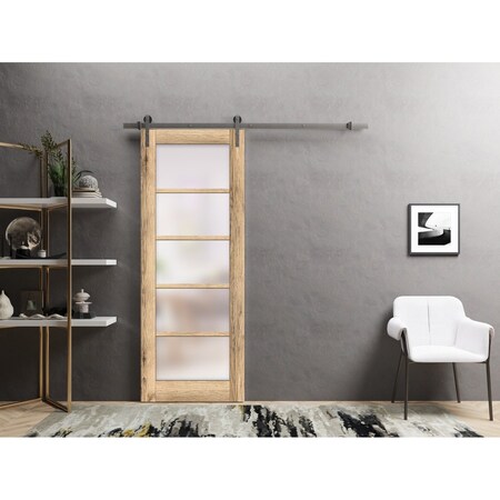 Sartodoors Sturdy Barn Door Oak Solid Core Modern Interior QUADRO4002BD-S-DUB-18