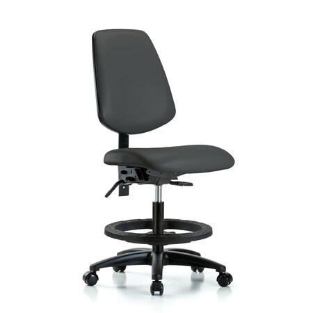 Blue Ridge Ergonomics Medium Bench Chair No Arms, 22" to 29" Height, Vinyl, Charcoal BR-VMBCH-MB-RG-T0-A0-BF-RC-8605