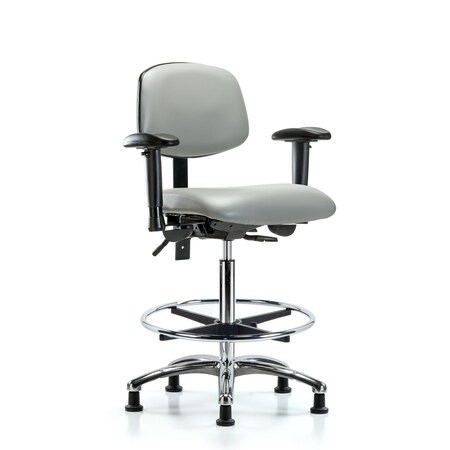 Blue Ridge Ergonomics High Bench Chair Chair, Vin, Hi Ben, Chr Tilt AA CF Gld, Dov, Adjustable Arms, 26" to 35-1/2" Height BR-VHBCH-CR-T1-A1-CF-RG-8567