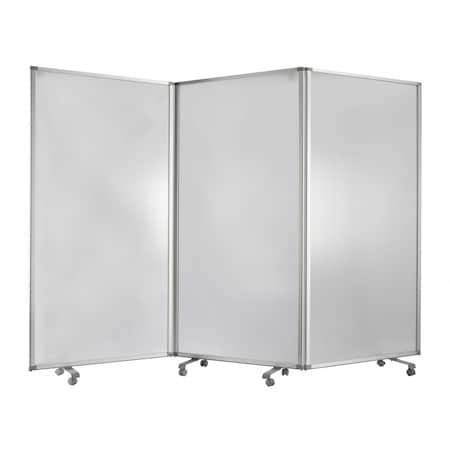Homeroots 71" White Iron Folding Three Panel Screen Room Divider 348670