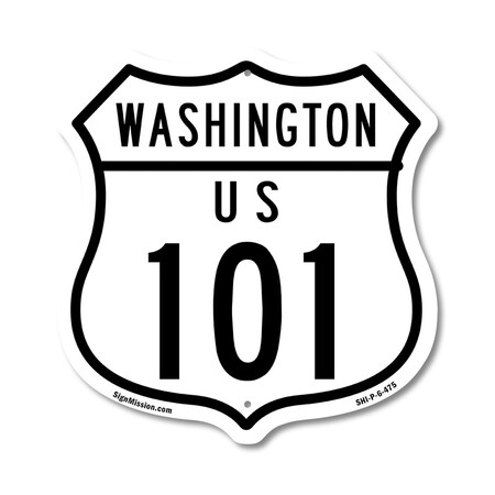 Signmission Washington Route Marker Shield Sign Us 1, 6 Inch X 6 Inch, Plastic Sign SHI-P-6-475