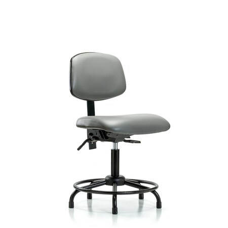 Blue Ridge Ergonomics Vinyl Chair, Desk, Round Tube Base, Tilt, Glides, Sterling BR-VDHCH-RT-T1-A0-RG-8840