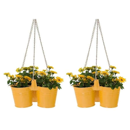 Esteras Tikar 8117E SAFF S-2 Enameled Galvanized Triple Hanging Planter - Set of 2 ES2427800