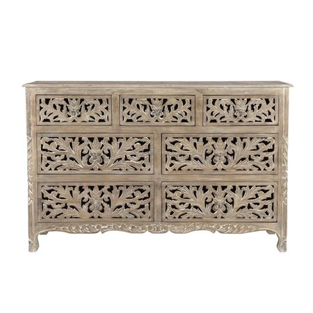 Homeroots 57" Gray Solid Wood Seven Drawer Dresser 521237