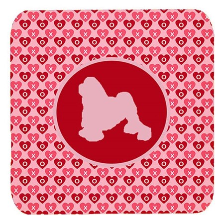 Carolines Treasures Lowchen Valentine Hearts Foam Coasters - Set 4- 3.5 x 3.5 In. SDK1140-A-FC