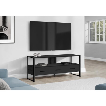 Monarch Specialties Tv Stand, 48 Inch, Console, Storage Drawers, Living Room, Bedroom, Laminate, Black I 2616