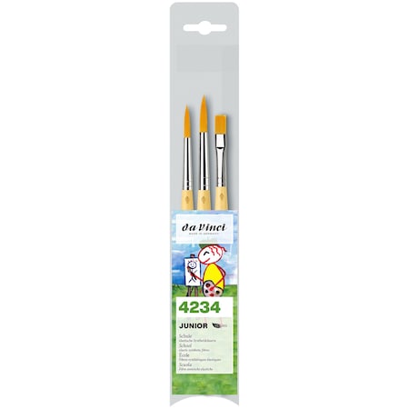 Da Vinci JUNIOR Synthetics Student Brushes, Synthetic, Acrylic & Tempera, Assorted, 3-Piece Set VA-4234_0