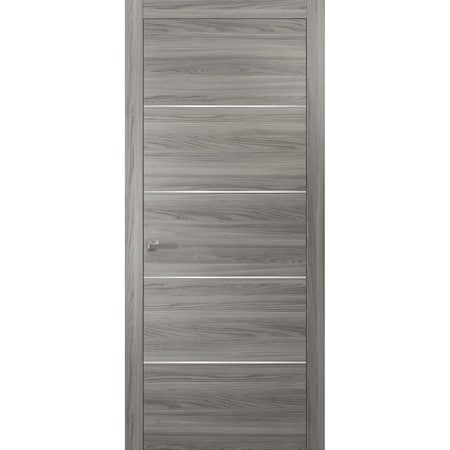 Sartodoors Modern Wood Interior Door with Hardware, Planum 0020 Ginger Ash, Single Panel Frame Trims, Bathroom PLANUM0020ID-GA-3296
