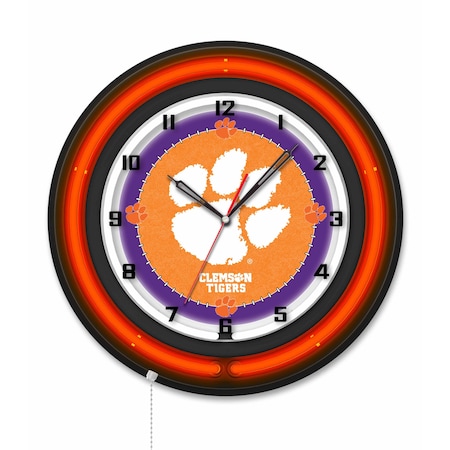 Holland Bar Stool Clemson 19 Double Neon Wall Clock Clk19BK