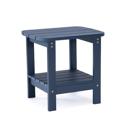 Homeroots 15" Navy Blue Plastic Outdoor Side Table 543737