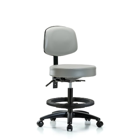 Blue Ridge Ergonomics Bench Stool, Med, Vin, Bk, BF, Casters, Dov BR-VMBST-RG-T0-BF-RC-8567