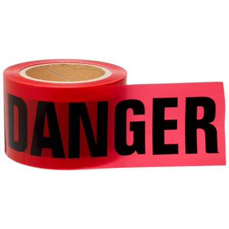 Brady Standard Barricade Tape Roll -  Polyethylene, DANGER, Black on Red, 3in  x 200ft, 200PK 91200