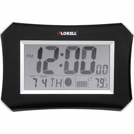 Lorell Wall LCD Lunar Alarm Clock 10-1/4" Wx 7" H x 1-1/2"D Silver/Black 60998