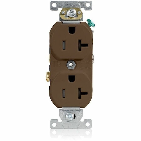 Leviton Straight Blade Receptacle, 5-20R, 20 A, 125V AC, 2 Pole, 3 Wire, Flush Mount, Single, Brown TBR20