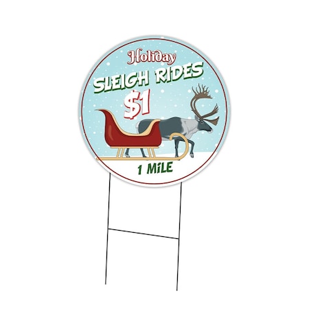 Signmission Sleigh Rides Double Sided Corrugated Plastic Circle Yard Sign, C-16-CIR-DS-WS-Sleigh Rides C-16-CIR-DS-WS-Sleigh Rides