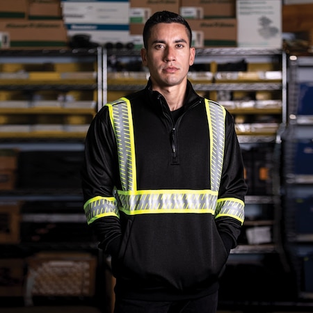 Game Workwear Hi-Vis Quarter-Zip, 100% Pique Fleece, Hi Vis Lime, M 8755