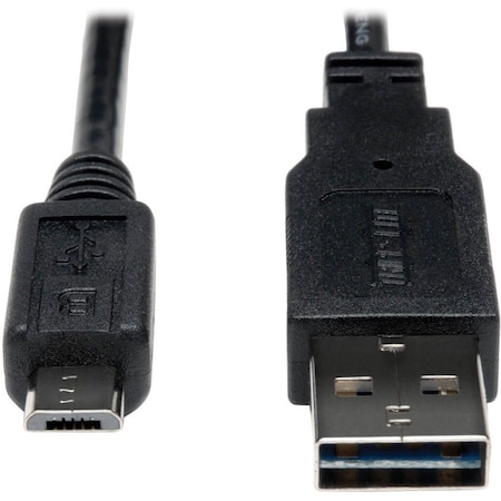 Tripp Lite USB 2.0 REVERSIBLE CHARGING SYNC CABLE 24AWG A TO MICRO B 1FT UR050-001-24G