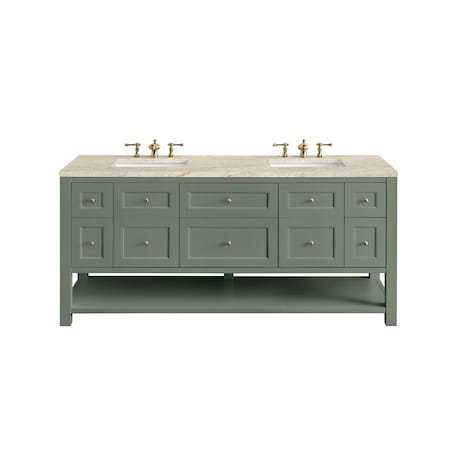 James Martin Vanities Breckenridge 72" Double Vanity, Smokey Celadon, w/ 3 CM Tajnar Eclos Top 330-V72-SC-3TJR