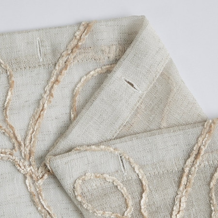 Homeroots 72" Ivory And Beige Embroidered Floral Shower Curtain 484023