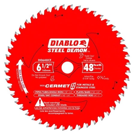 Diablo Circular Saw Blade, Cermet, Dia 6.5 in D0648CFA