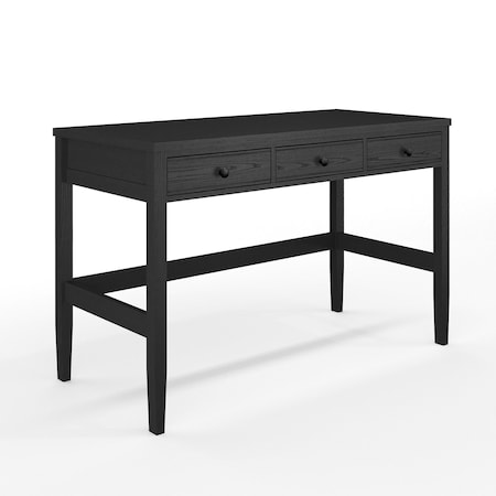 Martha Stewart Rhett Home Office 3 Drawer Desk w/Tapered Legs in Black w/Oil Rubbed Bronze Hardware NAN-PS-23504-BK-BK-MS