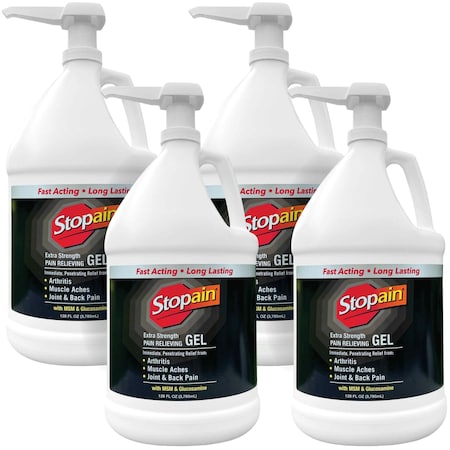 Stopain Extra Strength Topical Pain Relief, 8% Menthol, 128oz Gel Pump, 4PK 5-880-007