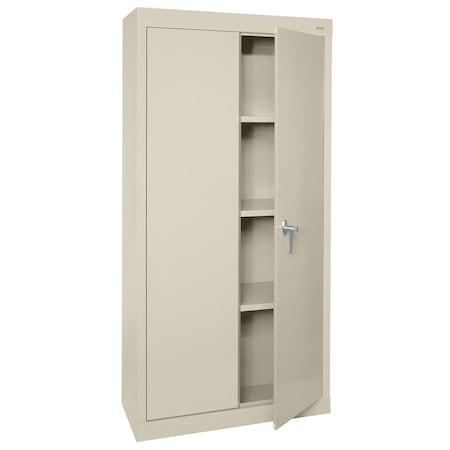 Sandusky Lee Shelving Storage Cabinet, 72 in H, 30 in W, 18 in D, Swing, Keyed, Putty, 3 Shelves, 0 Drawers VF31301872-07