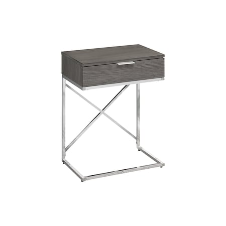 Homeroots 24" Silver And Gray Wood And Metal End Table With Drawer 333223