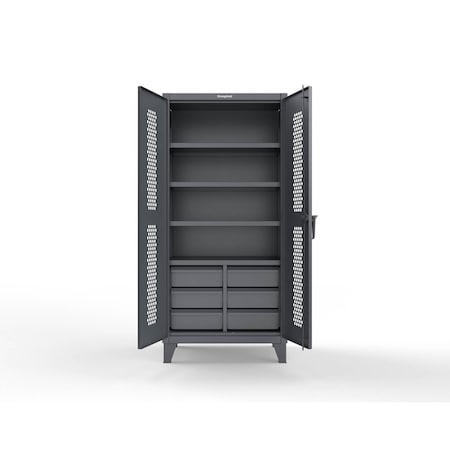 Strong Hold 12 GA Extreme Duty Ventilated (Hex) Cabinet with Half-Width Drawers 36-H-244-6/5DB
